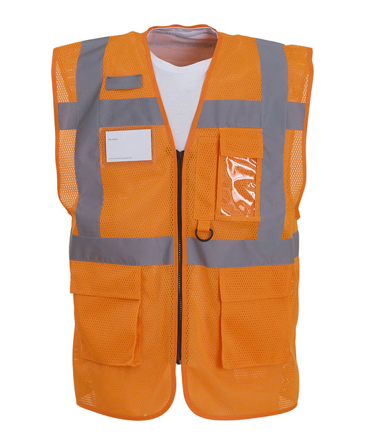 Yoko YK015 Hi-vis top cool open-mesh executive waistcoat (HVW820) in Orange