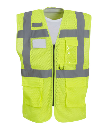 Yoko YK015 Hi-vis top cool open-mesh executive waistcoat (HVW820) in Yellow