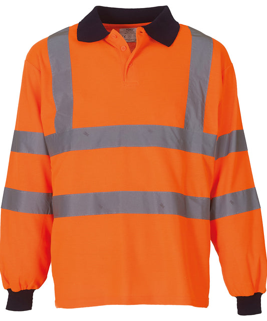 Yoko YK021 Hi-vis long sleeve polo (HVJ310) in Orange