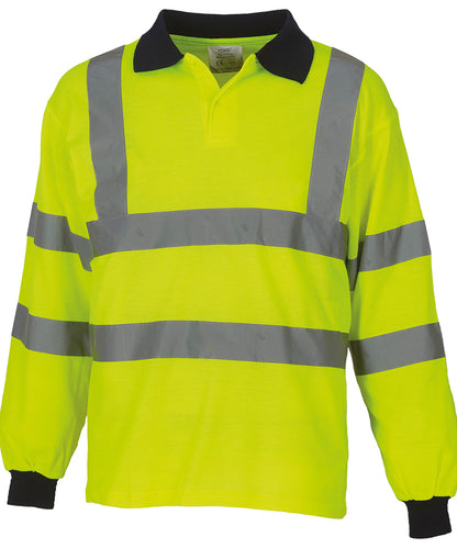 Yoko YK021 Hi-vis long sleeve polo (HVJ310) in Yellow