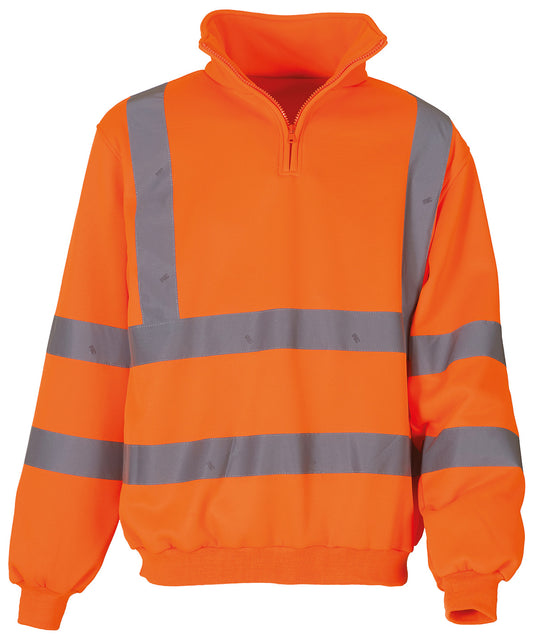 Yoko YK031 Hi-vis ¼ zip sweatshirt (HVK06) in Orange