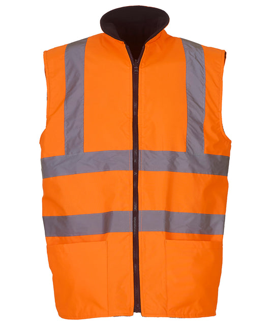Yoko YK041 Hi-vis reversible fleece bodywarmer (HV008F) in Orange