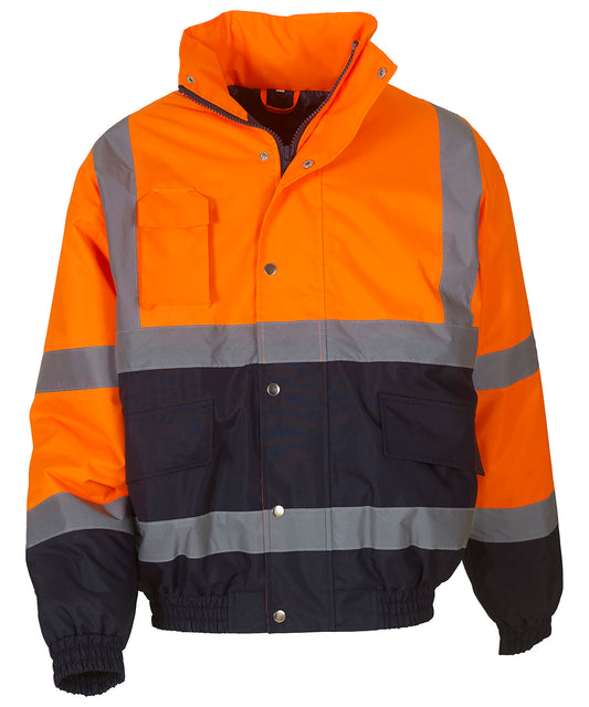 Yoko YK044 Hi-vis two-tone bomber jacket (HVP218) in Orange/Navy