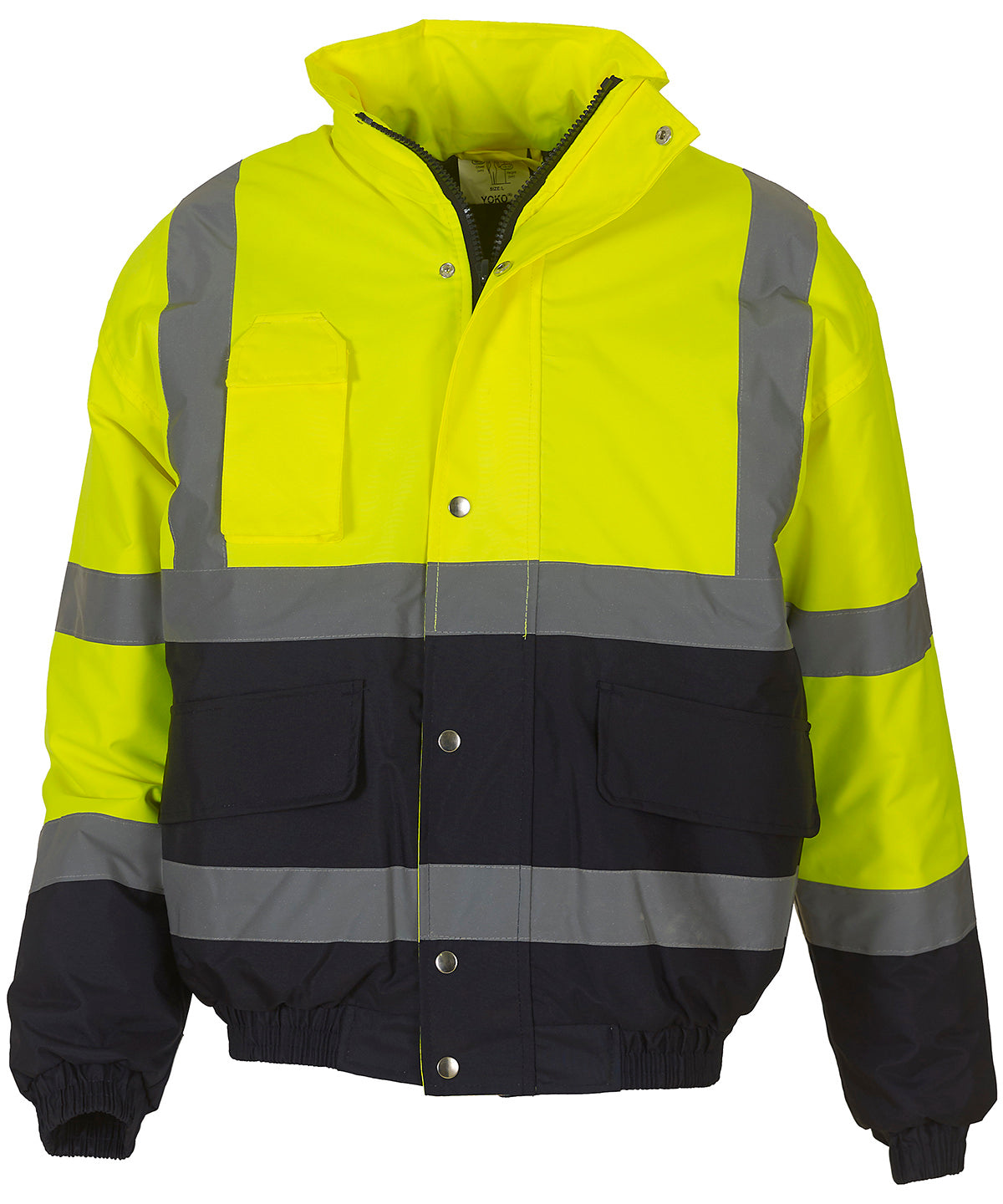 Yoko YK044 Hi-vis two-tone bomber jacket (HVP218) in Yellow/Navy