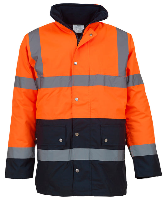 Yoko YK048 Hi-vis two-tone motorway jacket (HVP302) in Orange/Navy