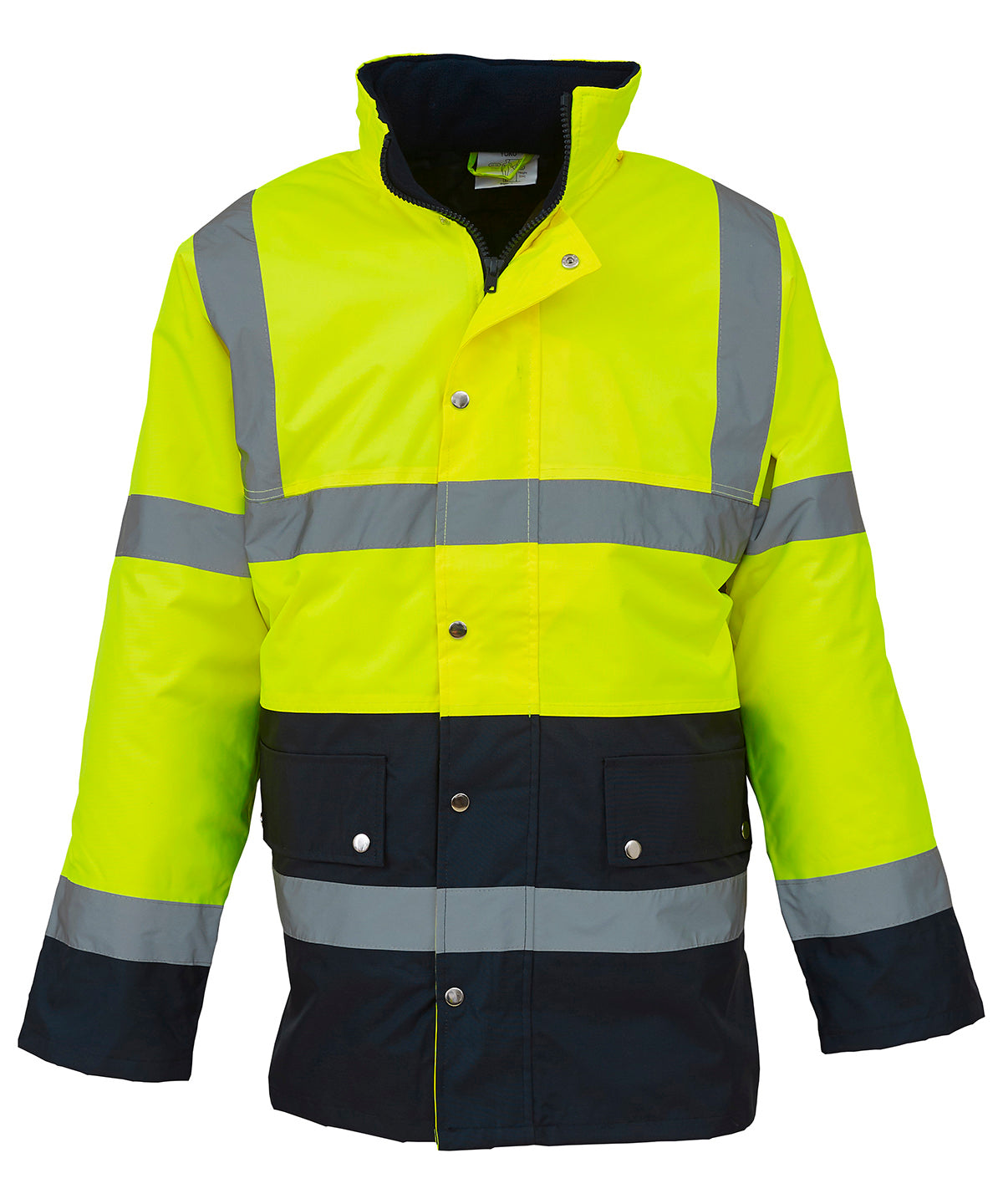 Yoko YK048 Hi-vis two-tone motorway jacket (HVP302) in Yellow/Navy