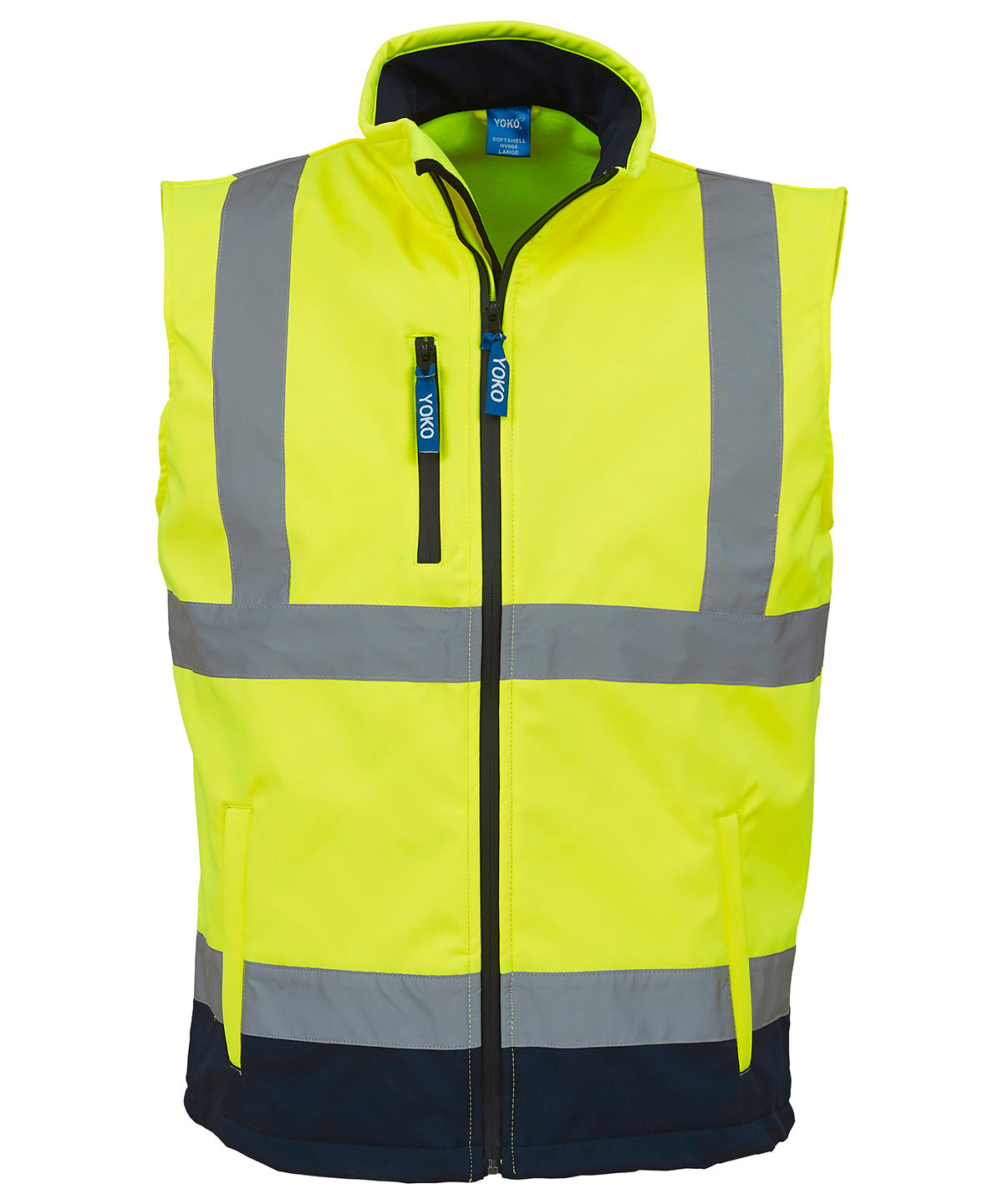 Yoko YK050 Hi-vis softshell gilet (HV006) in Yellow/Navy