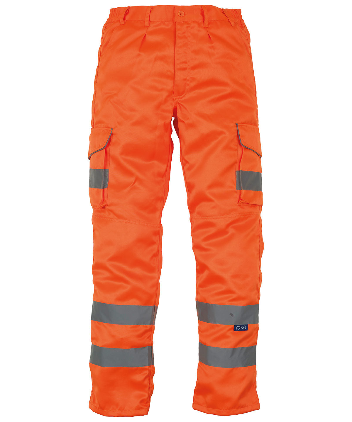 Yoko YK073 Hi-vis polycotton cargo trousers with kneepad pockets (HV018T/3M) in Orange