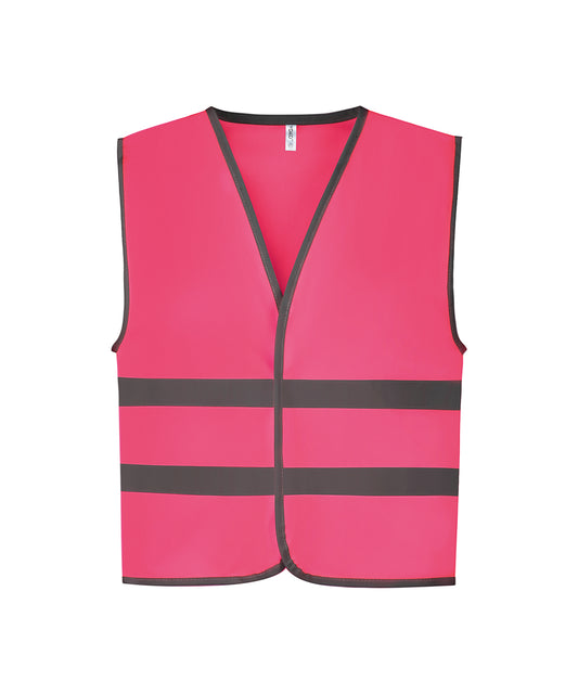 Yoko YK102 Hi-vis reflective border kids waistcoat (HVW102CH) in Fluo Pink