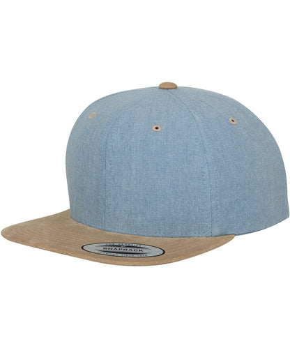 Flexfit by Yupoong YP009 Chambray-suede snapback (6089CH) in Blue/Beige