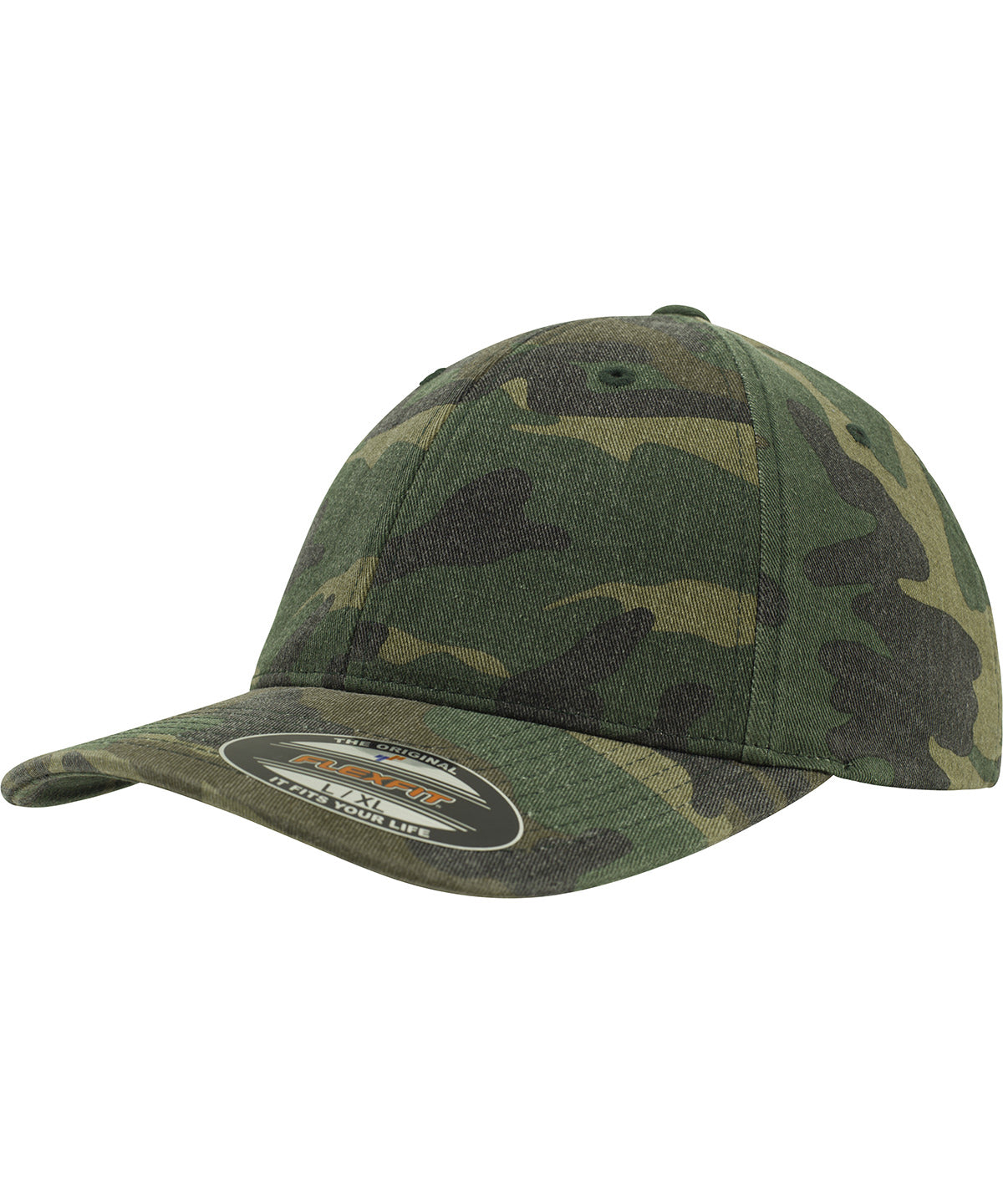 Flexfit by Yupoong YP026 Flexfit garment washed camo (6977CA) in Green Camo