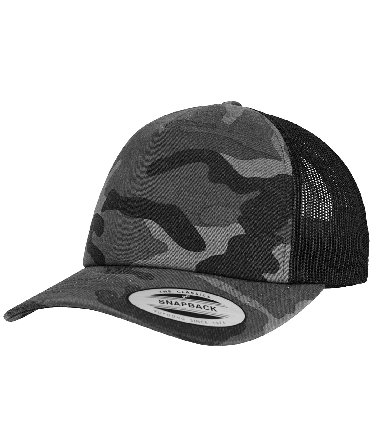 Flexfit by Yupoong YP029 Camo trucker cap (6606C) in Dark Camo/Black