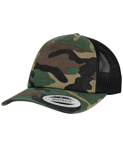 Flexfit by Yupoong YP029 Camo trucker cap (6606C) in Wood Camo/Black