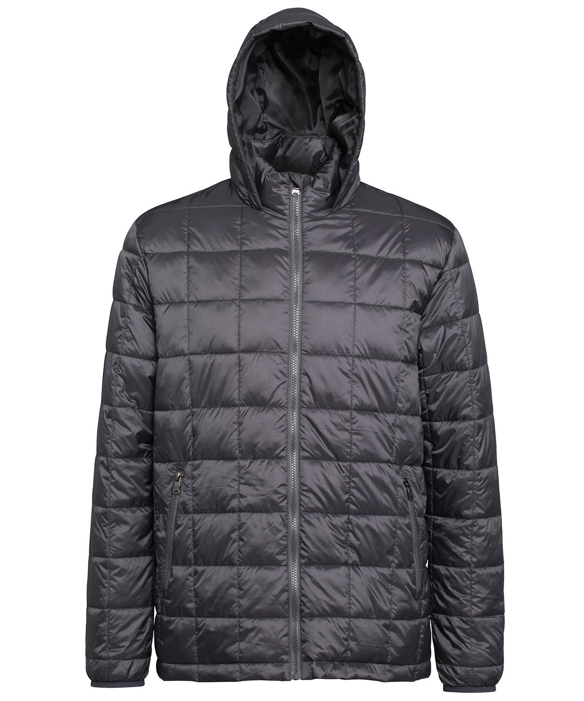 2786 TS025 Box quilt hooded jacket in Steel
