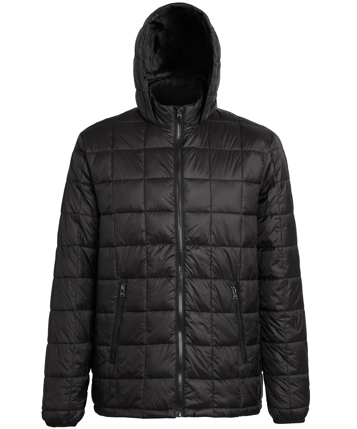 2786 TS025 Box quilt hooded jacket in Black