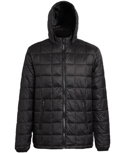 2786 TS025 Box quilt hooded jacket in Black