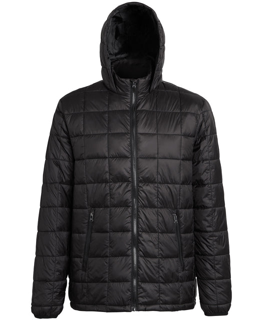2786 TS025 Box quilt hooded jacket in Black