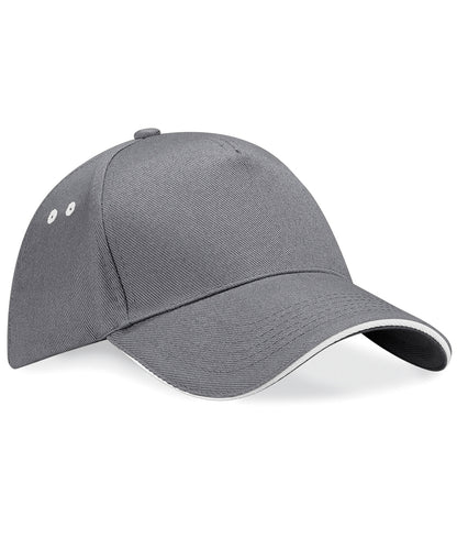 Beechfield BC15C Ultimate 5-panel cap - sandwich peak in Graphite/Oyster Grey