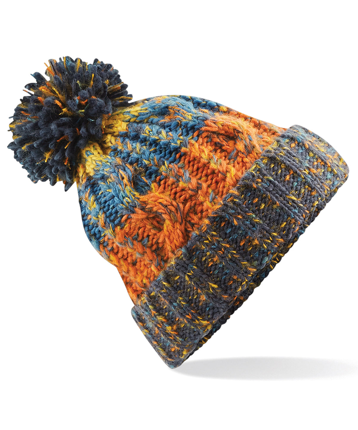 Beechfield BC486 Corkscrew pom pom beanie in Retro Blue