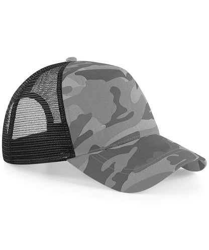 Beechfield BC694 Camo snapback trucker in Arctic Camo