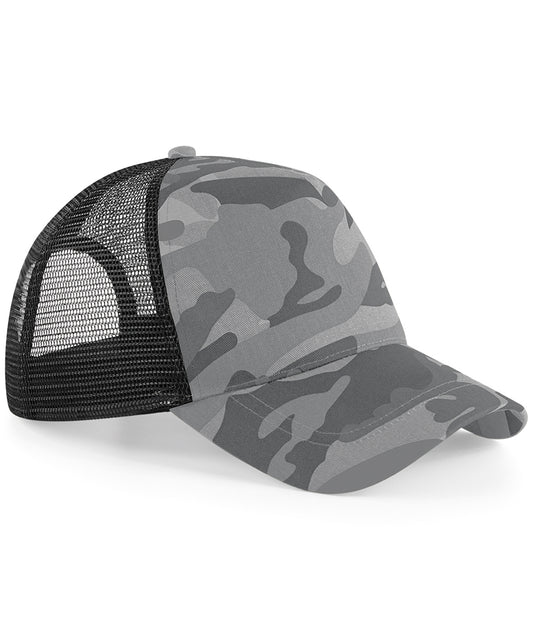 Beechfield BC694 Camo snapback trucker in Arctic Camo