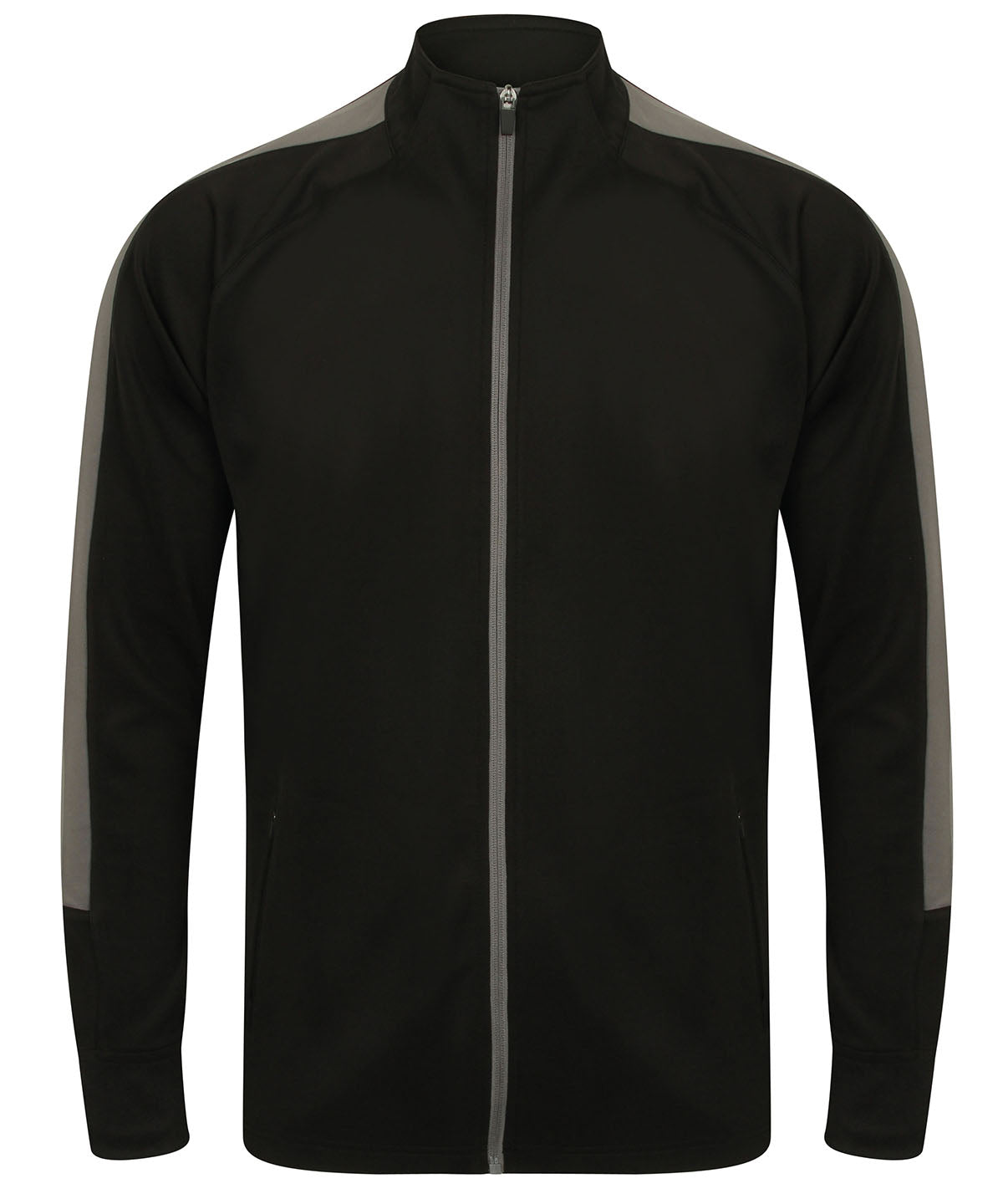 Finden & Hales LV871 Knitted tracksuit top in Black/Gunmetal Grey*