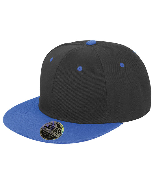 Result Headwear RC82X Bronx original flat peak snapback dual colour cap in Black/Azure