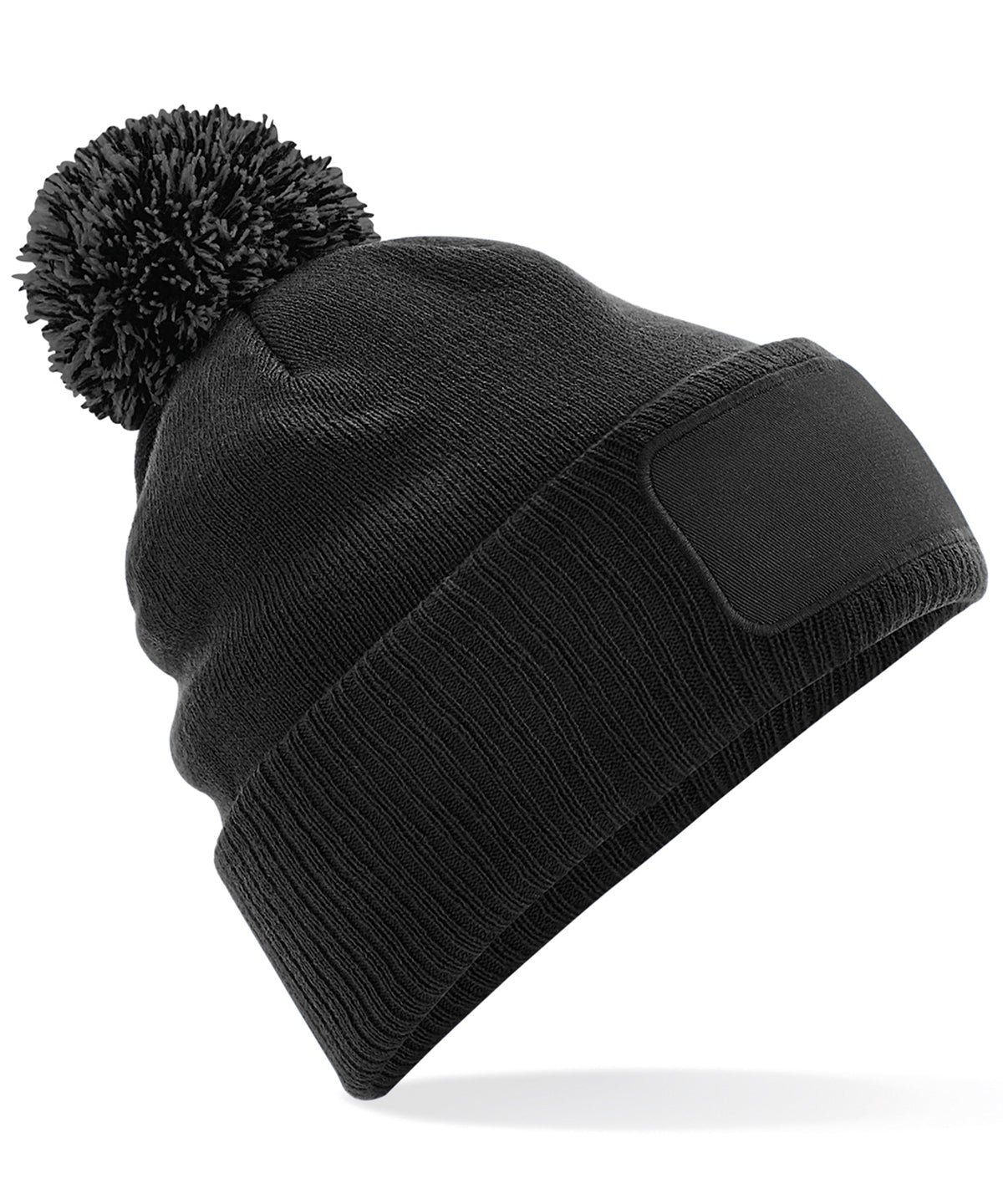 Beechfield BC443 Snowstar® patch beanie in Black/Graphite Grey