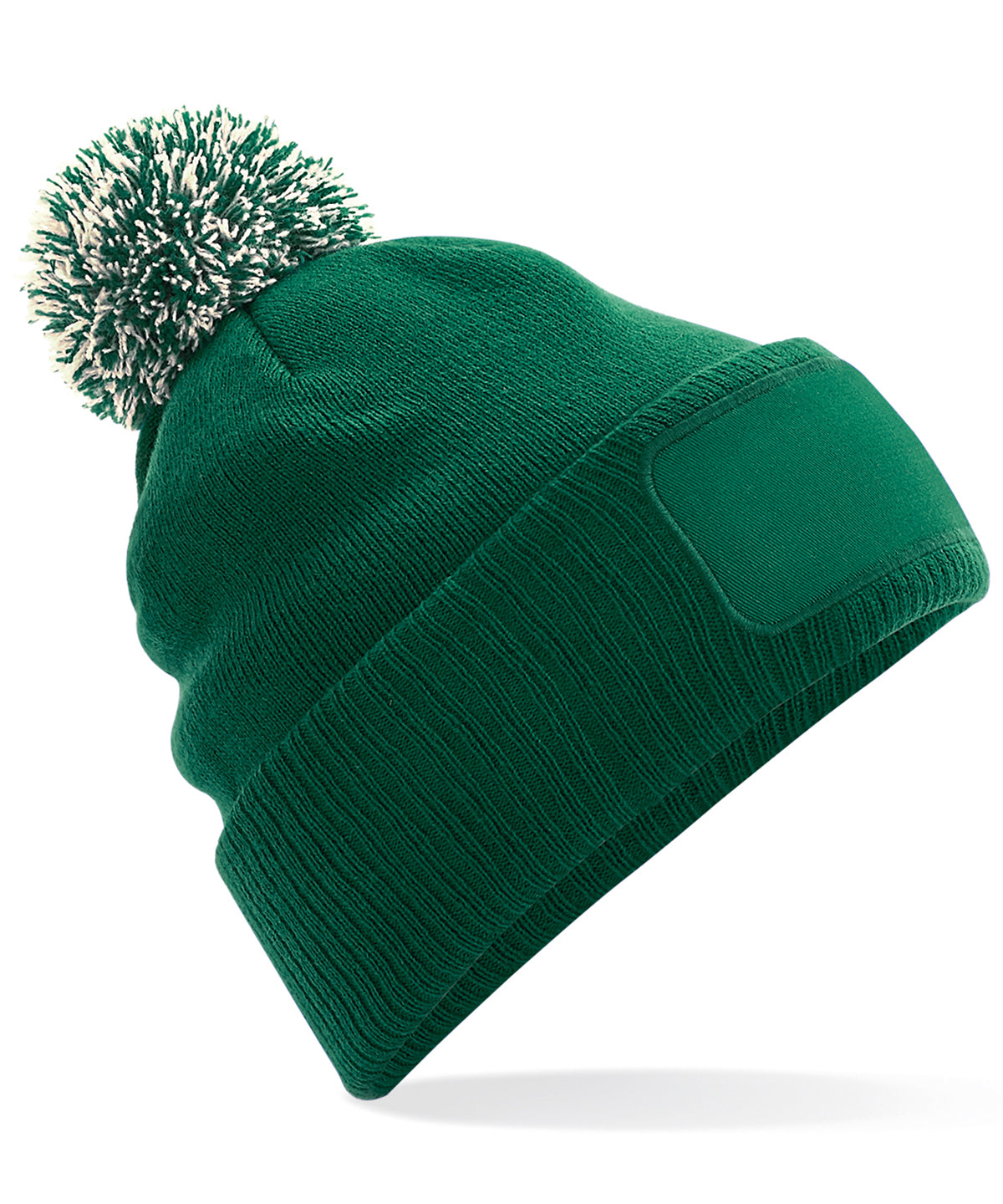 Beechfield BC443 Snowstar® patch beanie in Bottle Green/Off White