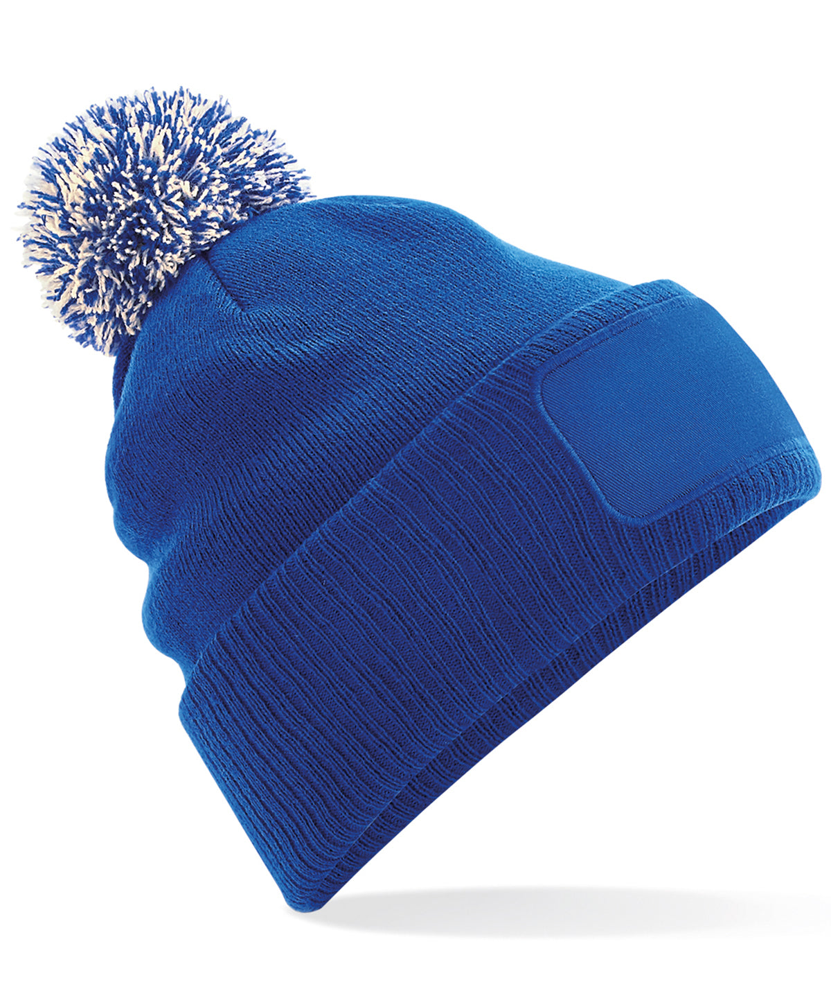 Beechfield BC443 Snowstar® patch beanie in Bright Royal/Off White