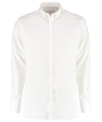 Kustom Kit KK182 Stretch Oxford shirt long-sleeved (slim fit) in White
