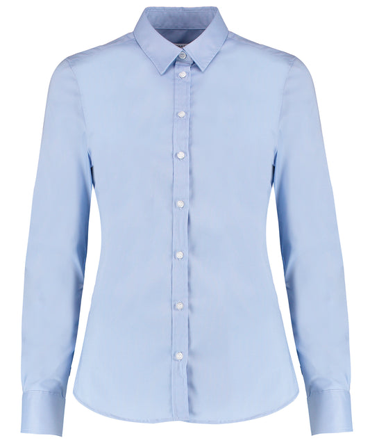 Kustom Kit KK782 Women's stretch Oxford shirt long-sleeved (tailored fit) in Light Blue