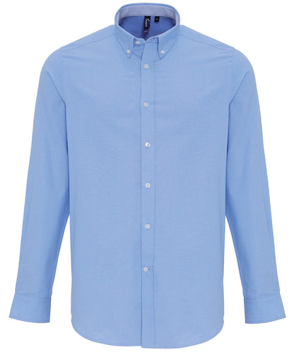 Premier PR238 Cotton-rich Oxford stripes shirt in Oxford Blue