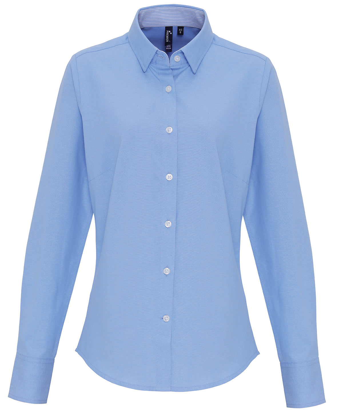 Premier PR338 Women's cotton-rich Oxford stripes blouse in Oxford Blue