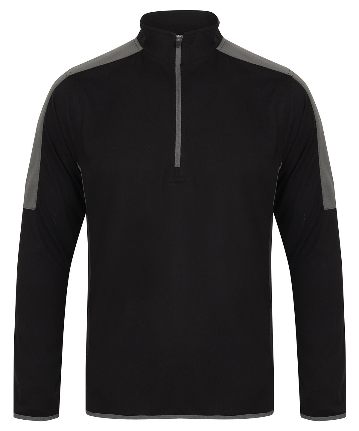 Finden & Hales LV571 ¼ zip mid-layer with contrast panelling in Black/Gunmetal Grey