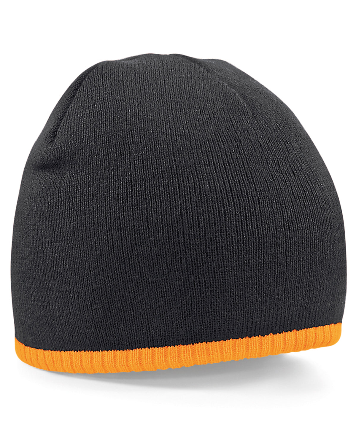 Beechfield BC044 Two-tone pull-on beanie in Black/Fluorescent Orange