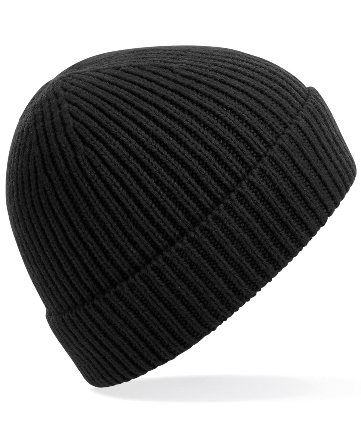 Beechfield BC380 Engineered knit ribbed beanie in Black