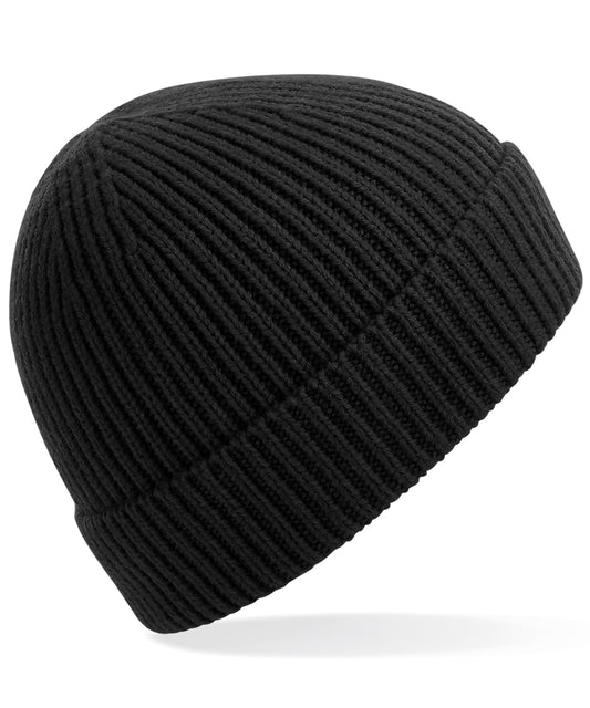 Beechfield BC380 Engineered knit ribbed beanie in Black