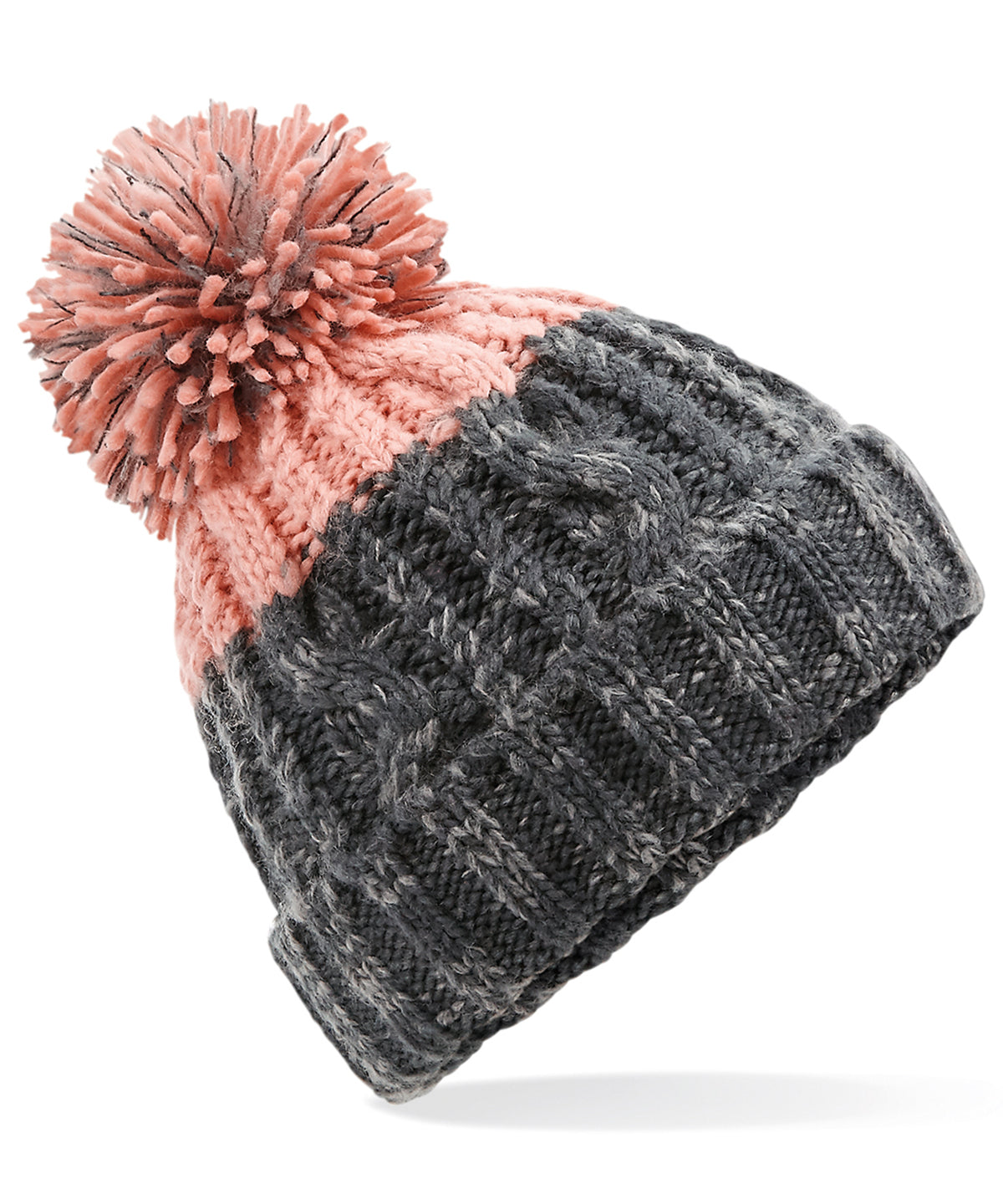 Beechfield BC437 Apres beanie in Graphite Grey/Blush