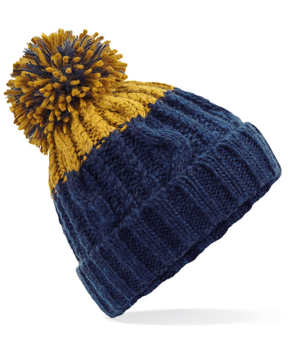 Beechfield BC437 Apres beanie in Oxford Navy/Mustard