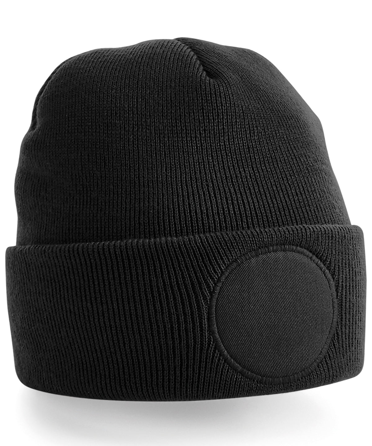 Beechfield BC446 Circular patch beanie in Black