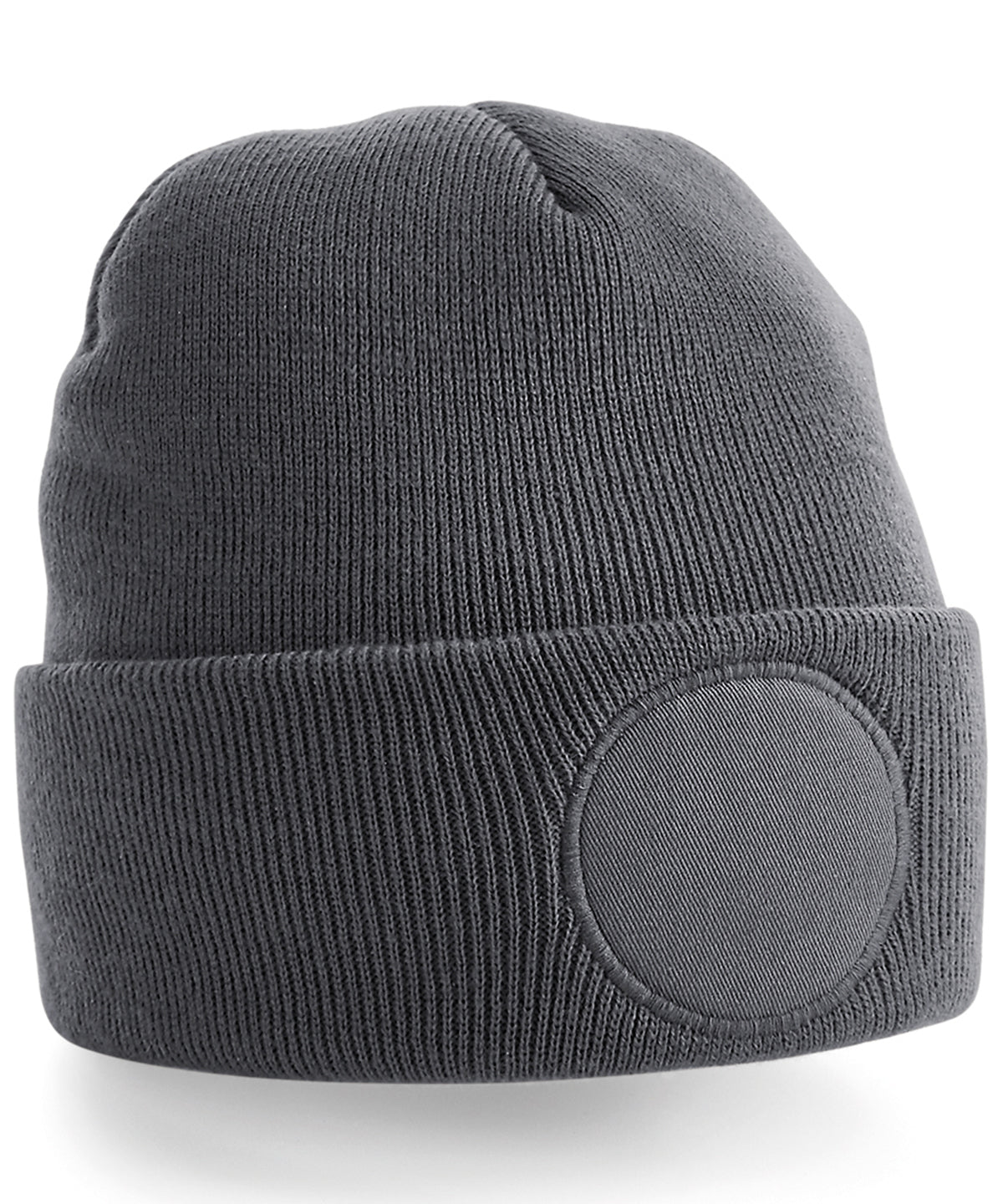 Beechfield BC446 Circular patch beanie in Graphite Grey