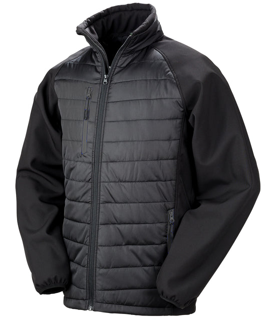 Result Recycled R237X Compass padded softshell jacket in Black/Black