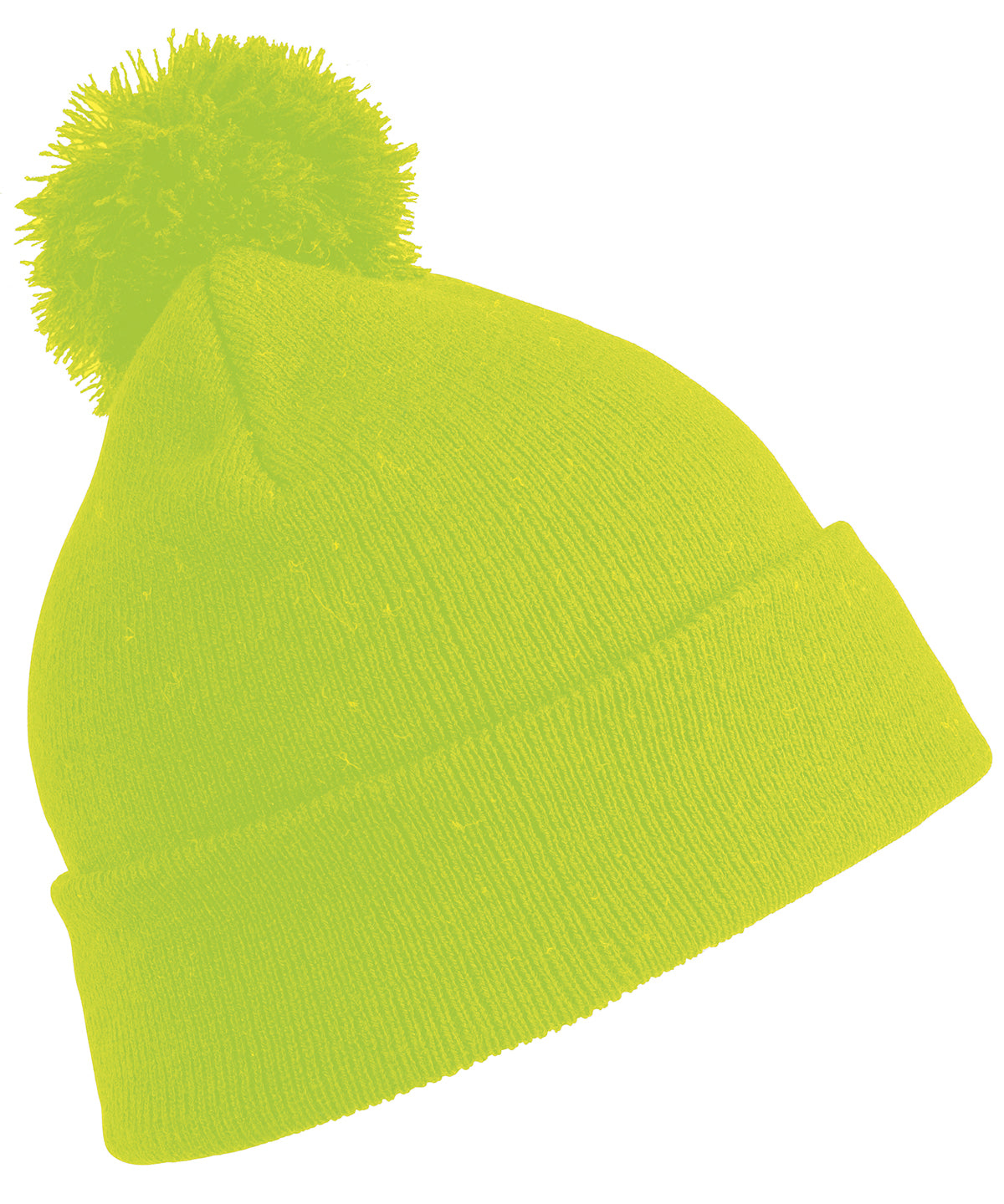 Result Winter Essentials RC28J Junior pom pom beanie in Flo Yellow