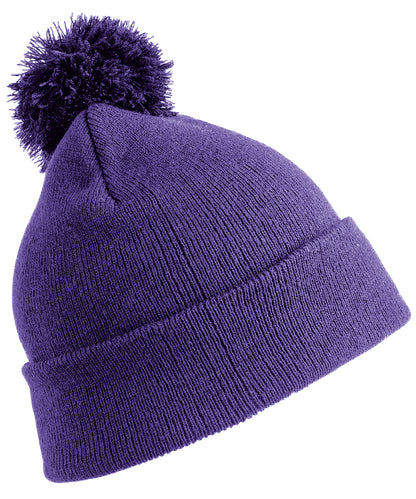 Result Winter Essentials RC28J Junior pom pom beanie in Purple