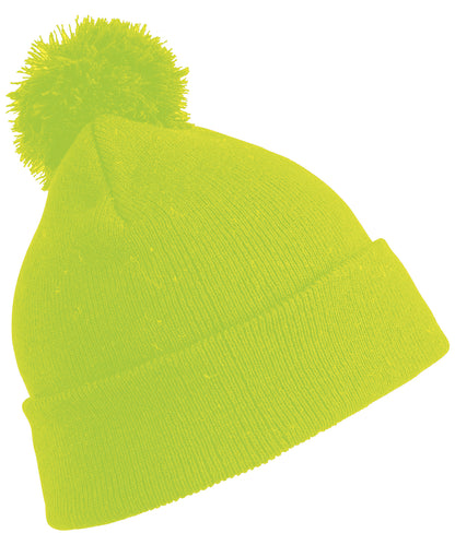 Result Winter Essentials RC28X Pom pom beanie in Flo Yellow