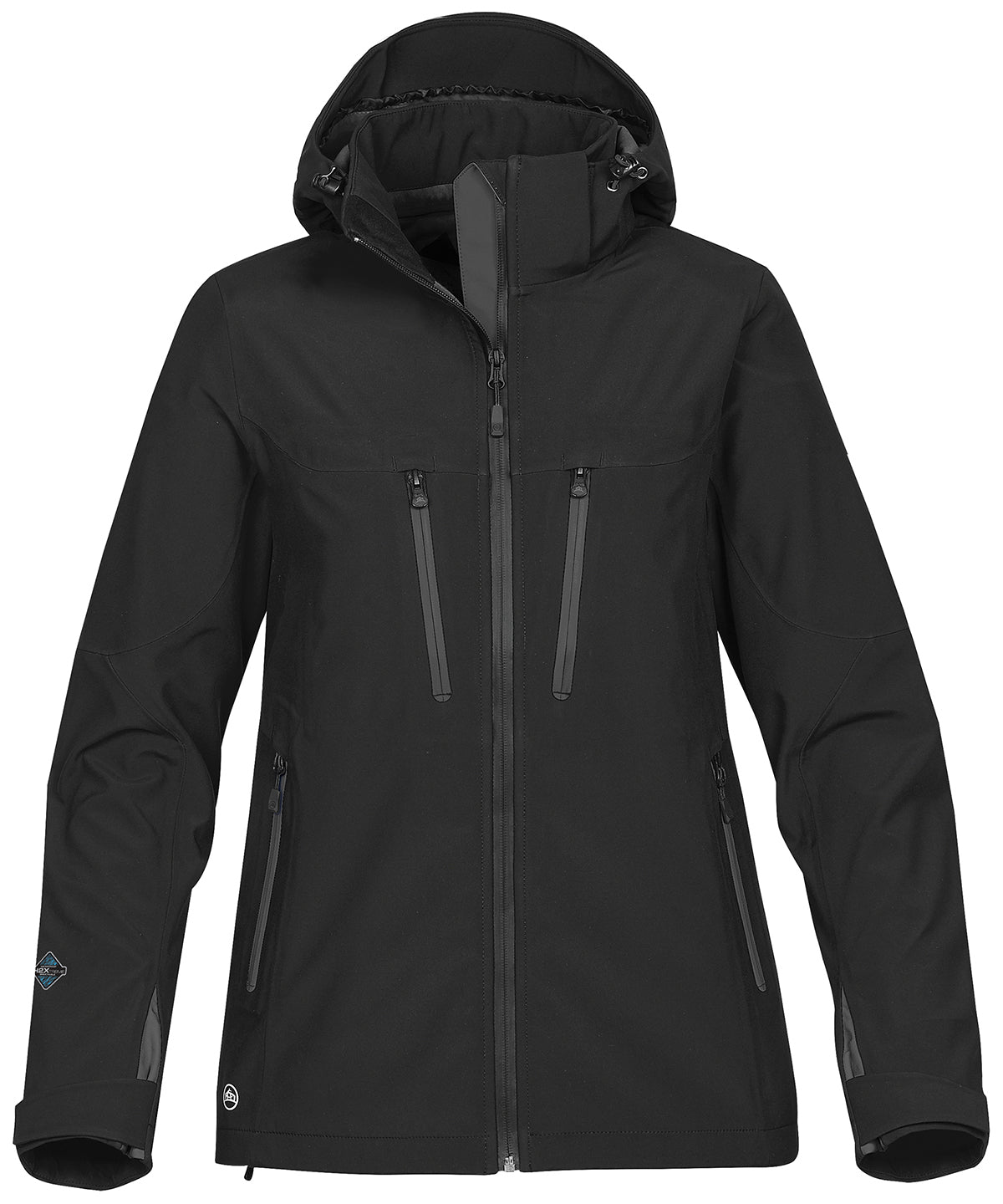 Stormtech ST012 Women's Patrol technical softshell jacket in Black/Carbon
