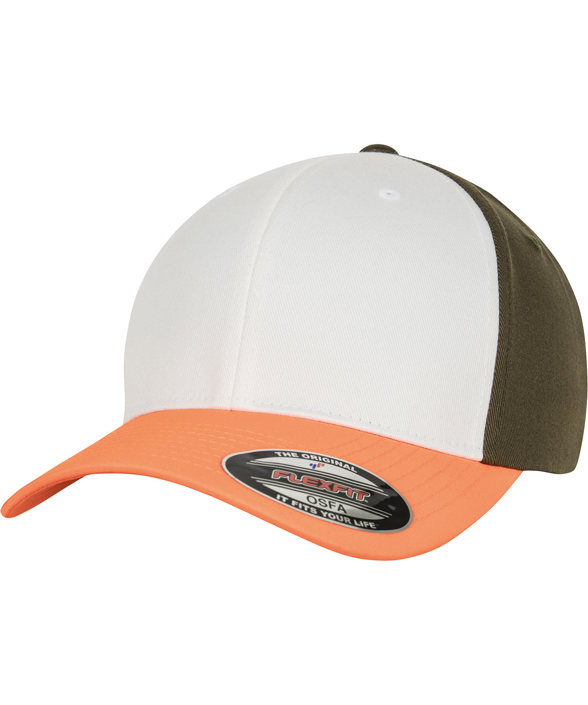 Flexfit by Yupoong YP122 3-tone Flexfit (6277TT) in Neon Orange/White/Olive