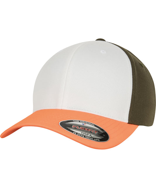 Flexfit by Yupoong YP122 3-tone Flexfit (6277TT) in Neon Orange/White/Olive