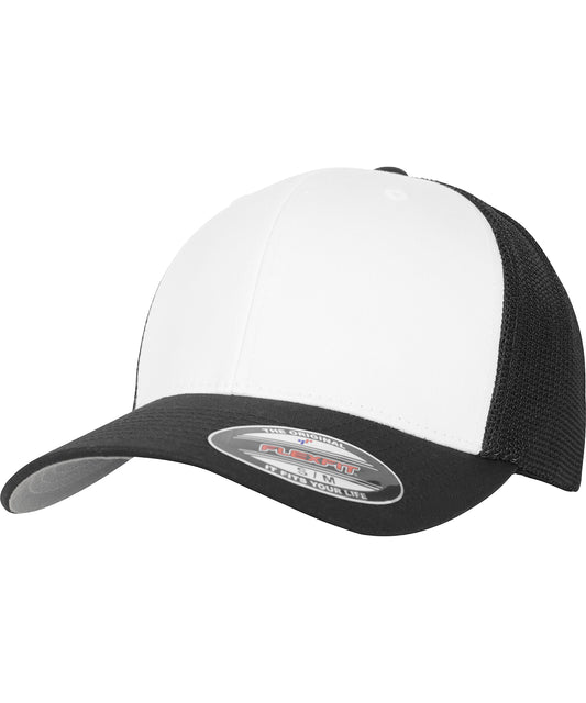 Flexfit by Yupoong YP126 Flexfit mesh coloured front (6511CF) in Black/White/Black